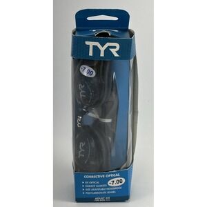 TYR Corrective Optical Swim Goggles -7.0 Smoke Lens ADULT Durafit Adjustable NEW